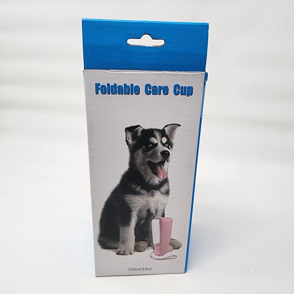 Foldable Portable Dog Water Bottle Dispenser with Drinking Feeder 19 oz, Pink